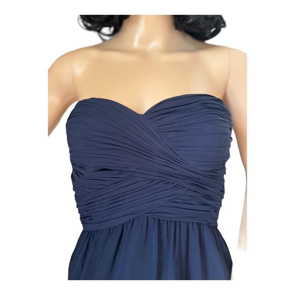 Ralph Lauren Navy Wrapped Bodice Sweetheart Strapless Chiffon Dress size 0 P - Picture 4 of 16